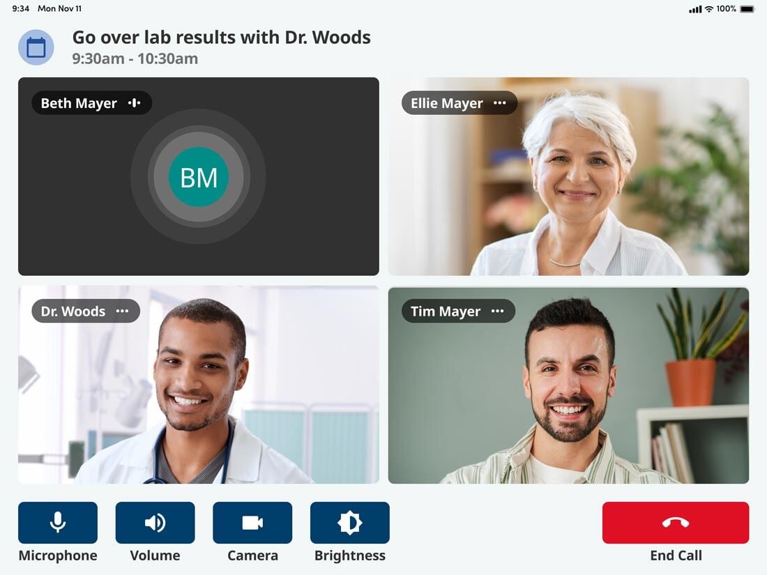 Family in a telehealth call