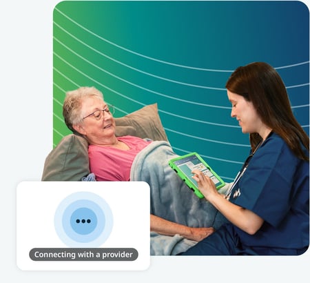 nurse and patient using tablet device